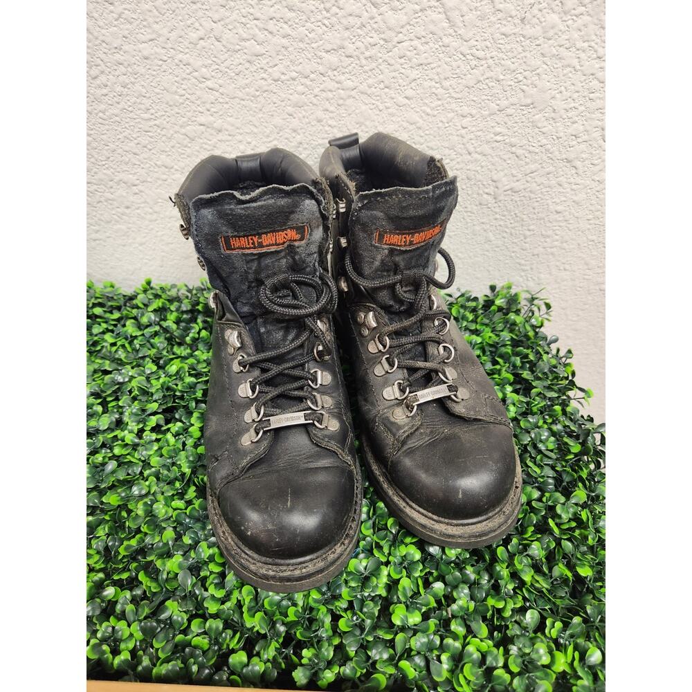 Vintage Y2K Harley Davidson Chunky Black Leather Combat Boots Biker Men’s 8.5
